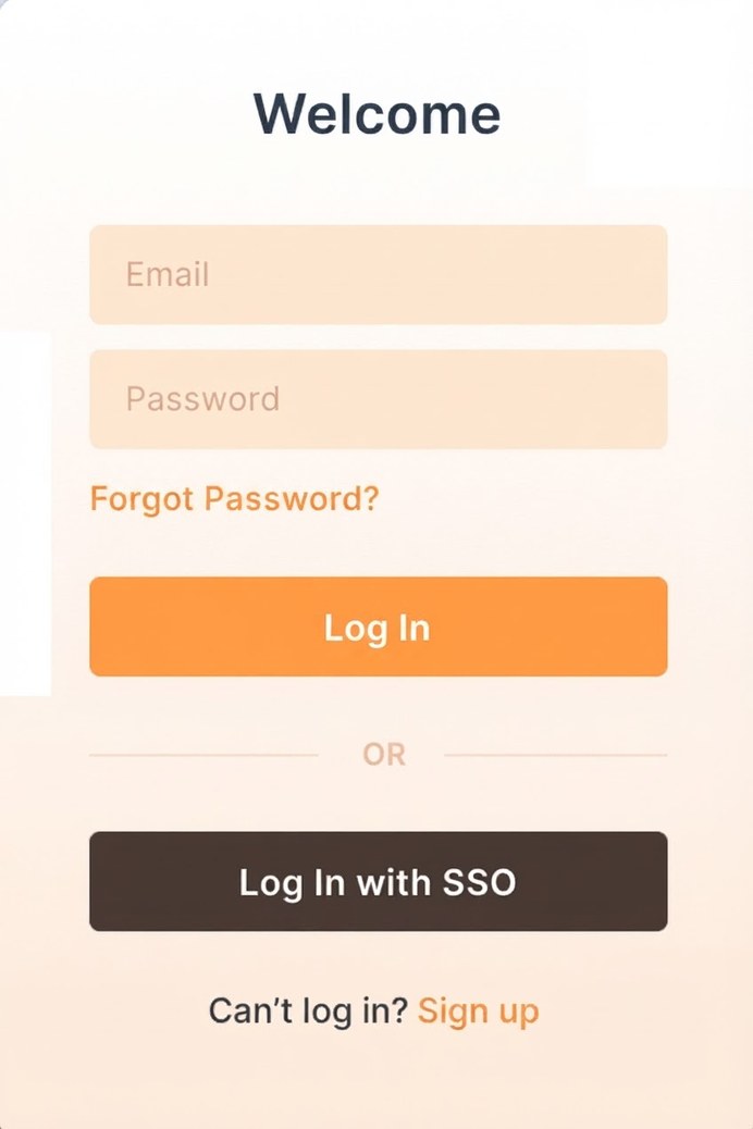 A sign-in screen offering email, password and single sign-on.